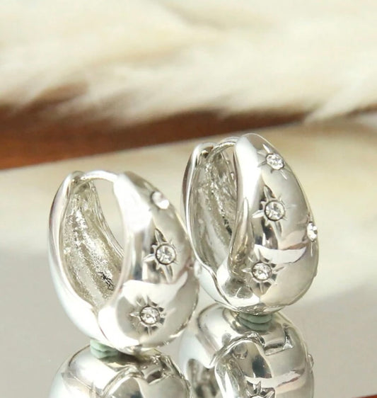 Diamanté Celestial Hoops Silver