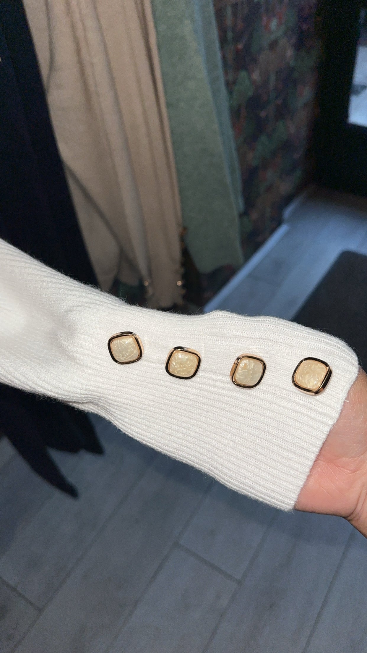 Lila Polo Neck Pearl Cuff Detail Jumper In White