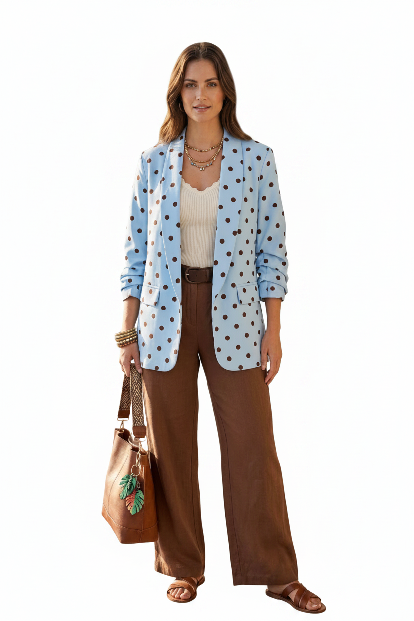 Blue & Brown Polka Dot Blazer