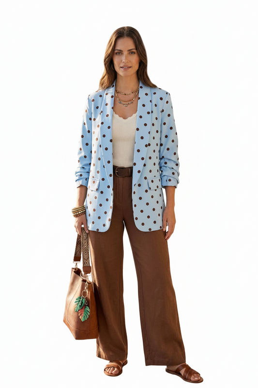 Blue & Brown Polka Dot Blazer