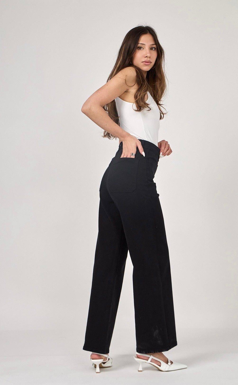 Sammy Black Wide Leg Jeans (size 16)
