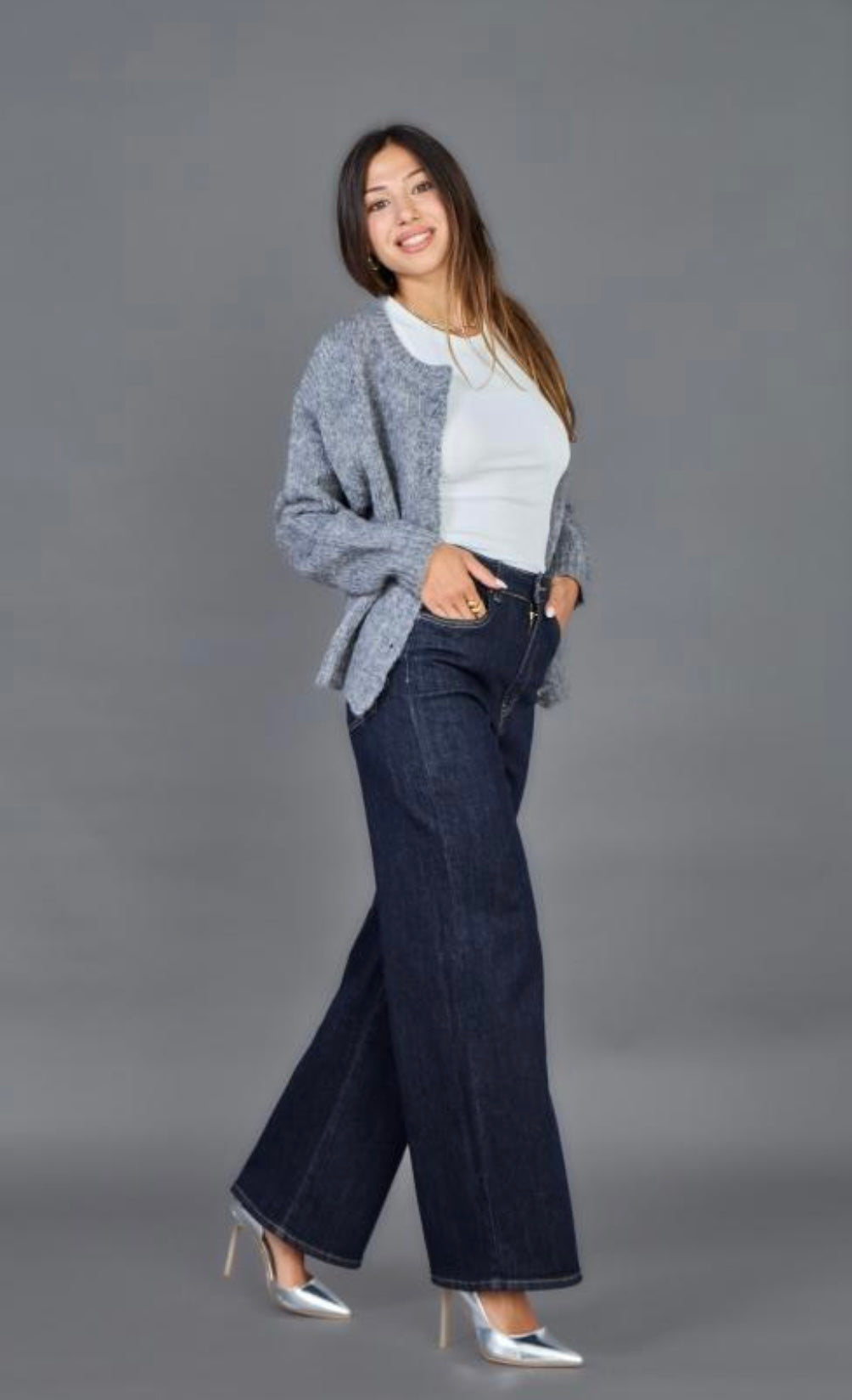 90s Vintage Dark Denim Wide Leg Jeans
