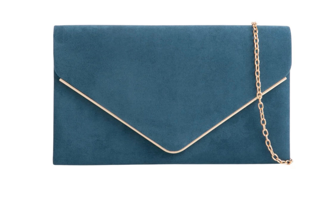 Dark Teal Velvet Clutch Bag