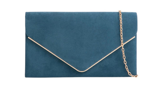 Dark Teal Velvet Clutch Bag