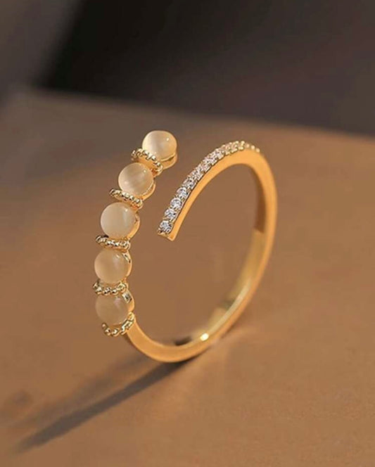 Champagne Pearl & Diamanté Ring