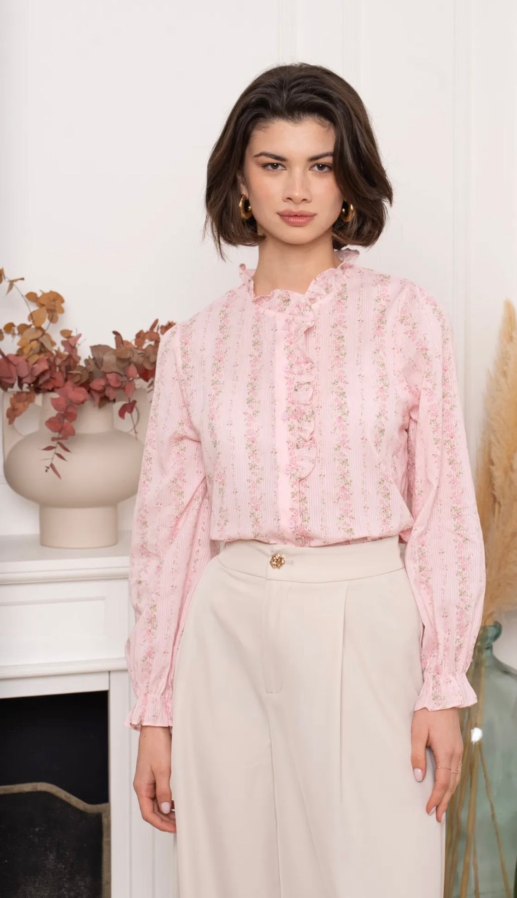 Pink & Khaki Floral Shirt
