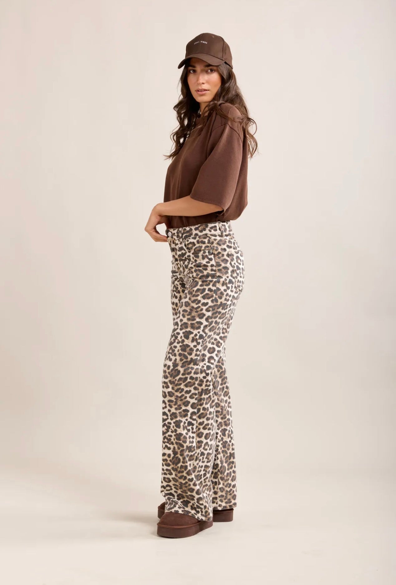 Toxik Leopard Print Wide Leg Jeans