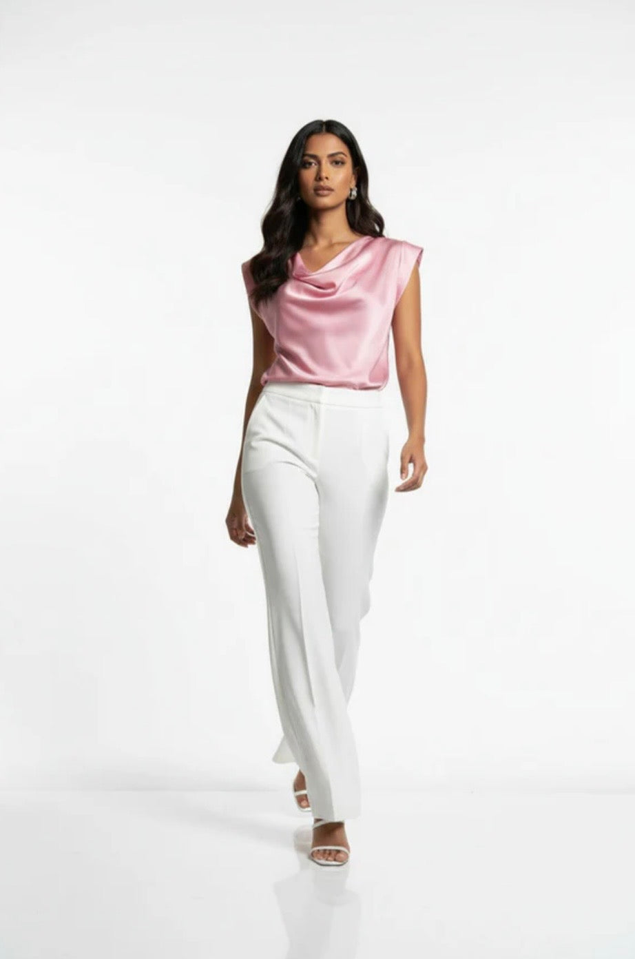 Pink Satin Cowl Neck Top (one size 8-12)