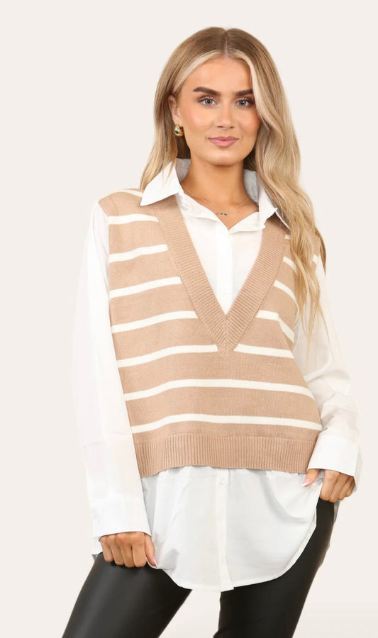 Shannon Striped Shirt Jumper