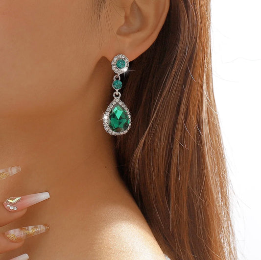Crystal Emerald Drop Earrings