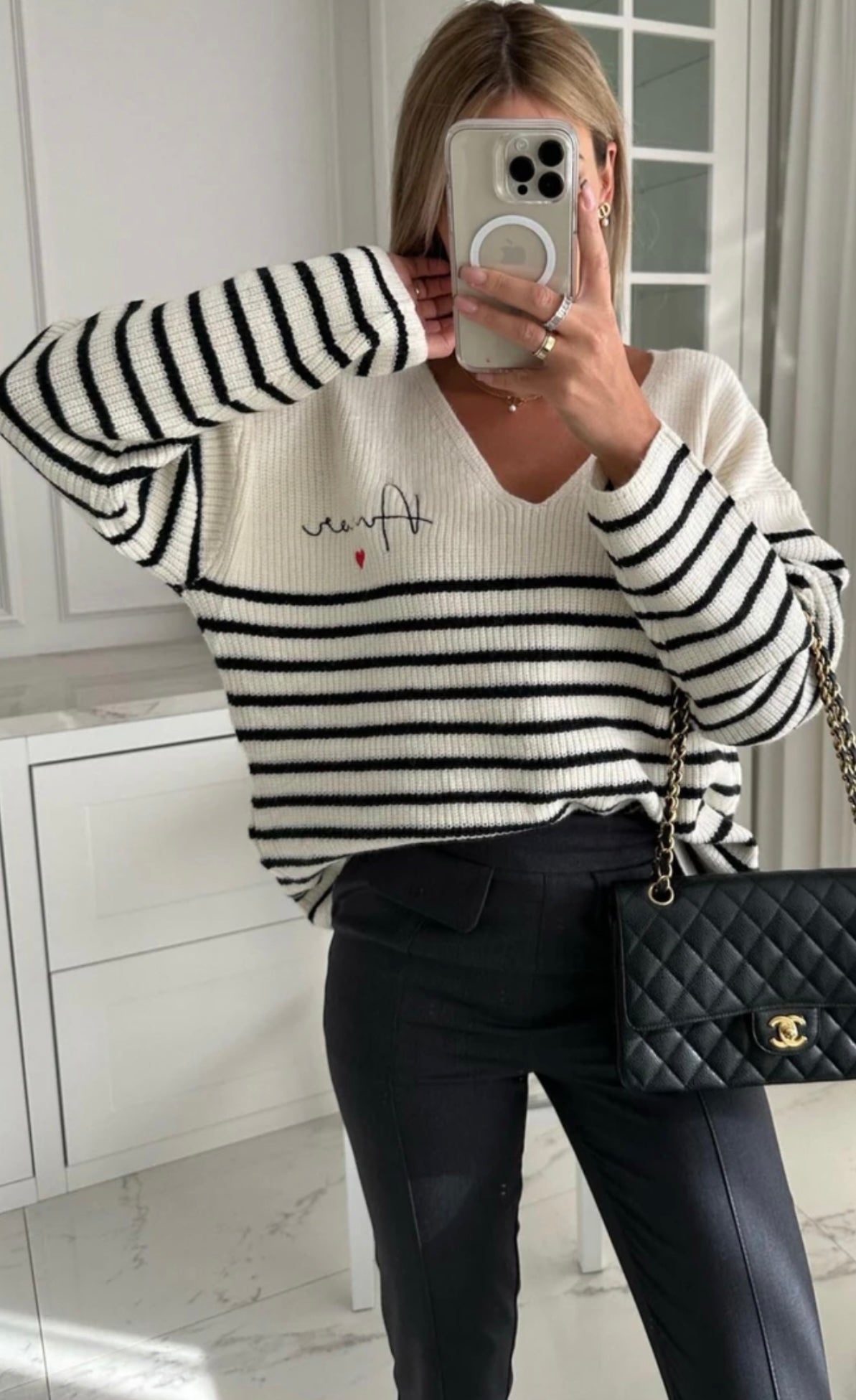 Amour Cream & Black Striped Jumper