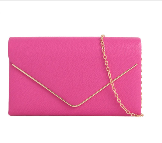 Fushia Pink Envelope Clutch Bag