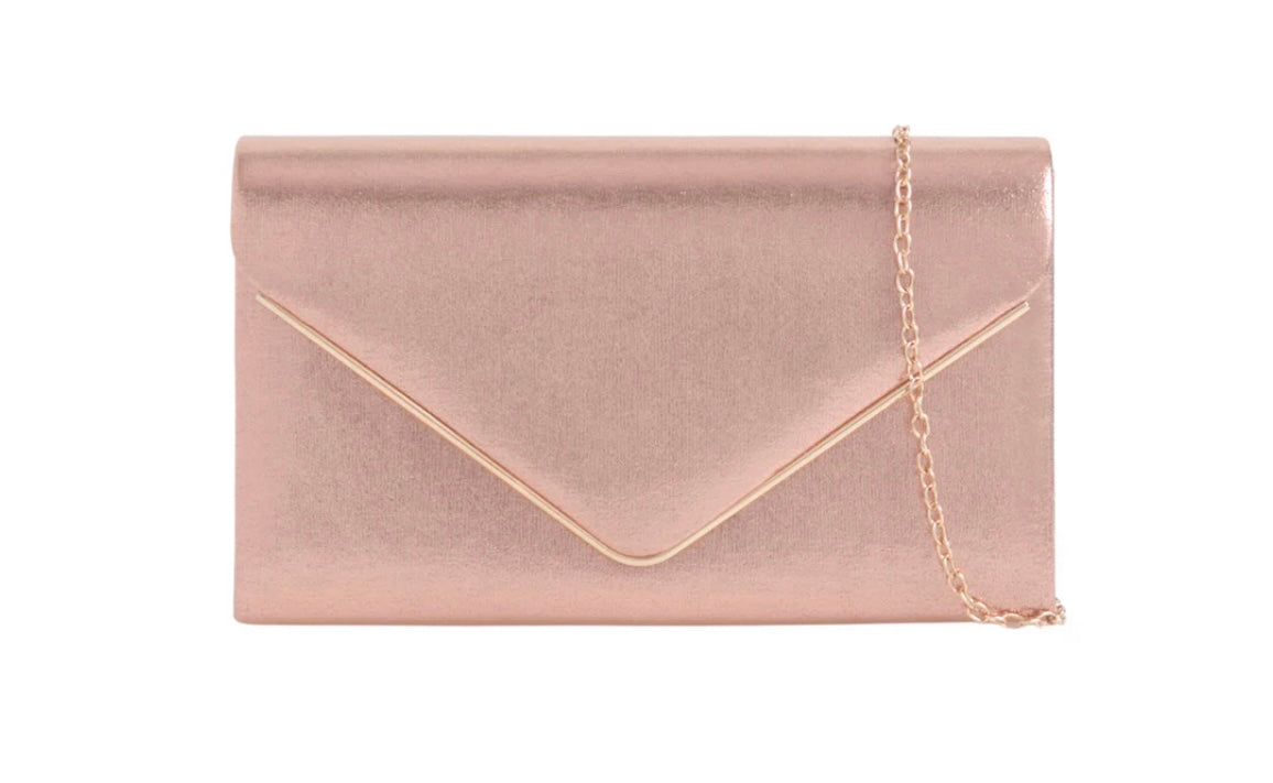 Rose Gold Velvet Clutch Bag