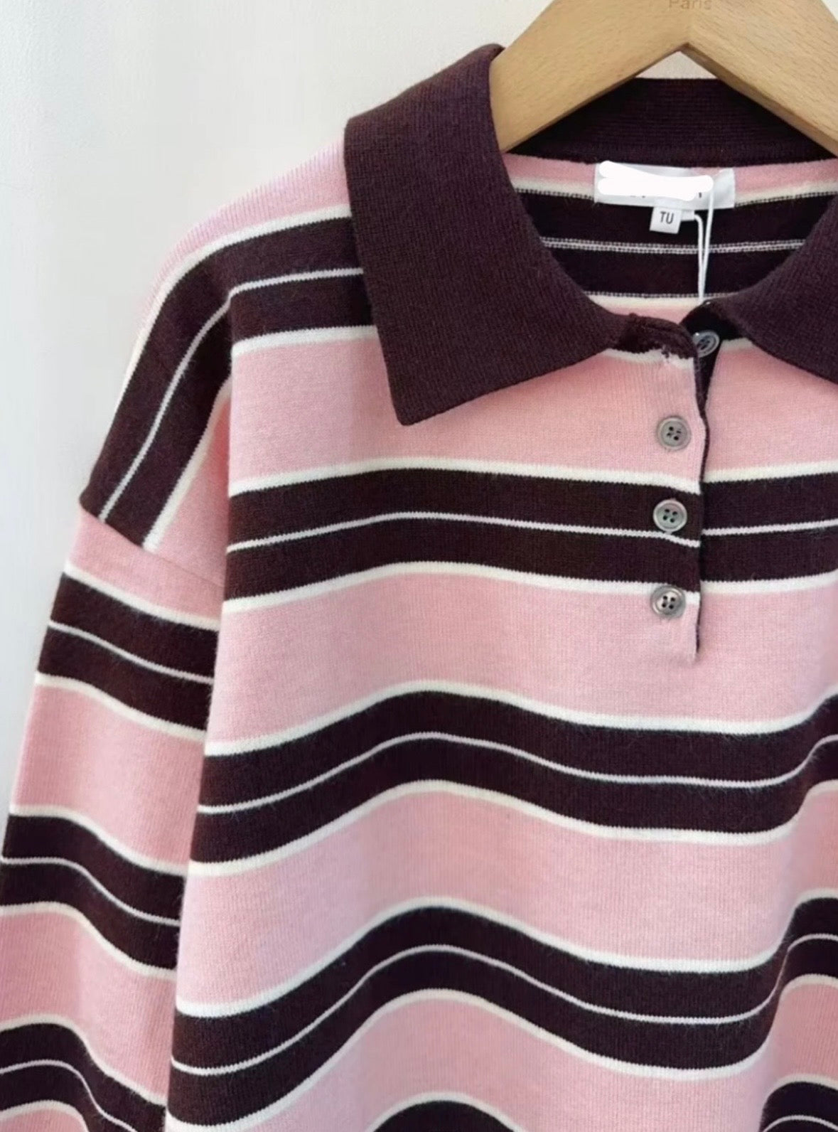 Elsie Pink & Brown Collared Jumper (one size 12-18)