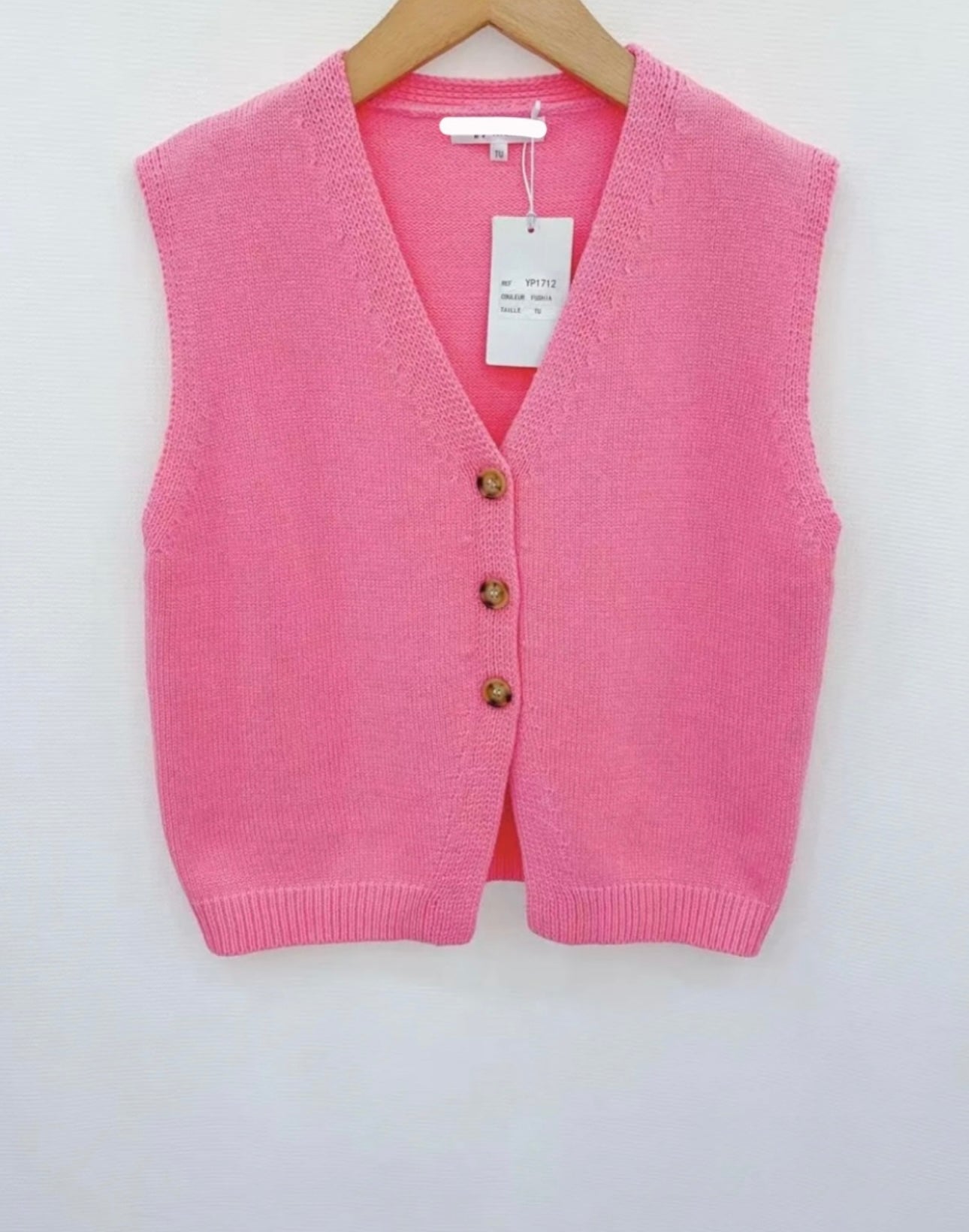 Fushia Knitted Waistcoat (one size fits 8-14)