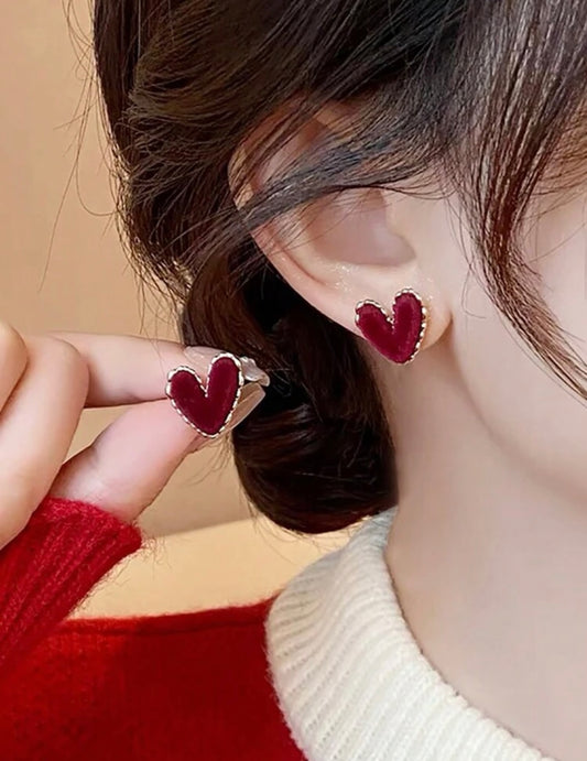 Red Velvet Heart Earrings