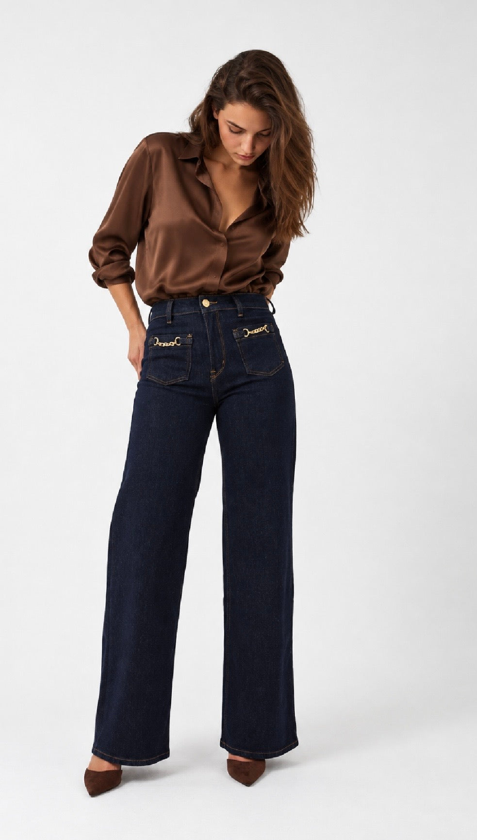 90s Vintage Revival Wide Leg Jeans Dark Denim