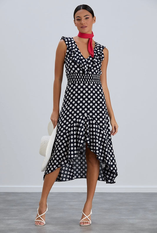 Lily Navy Polka Dot Midi Dress