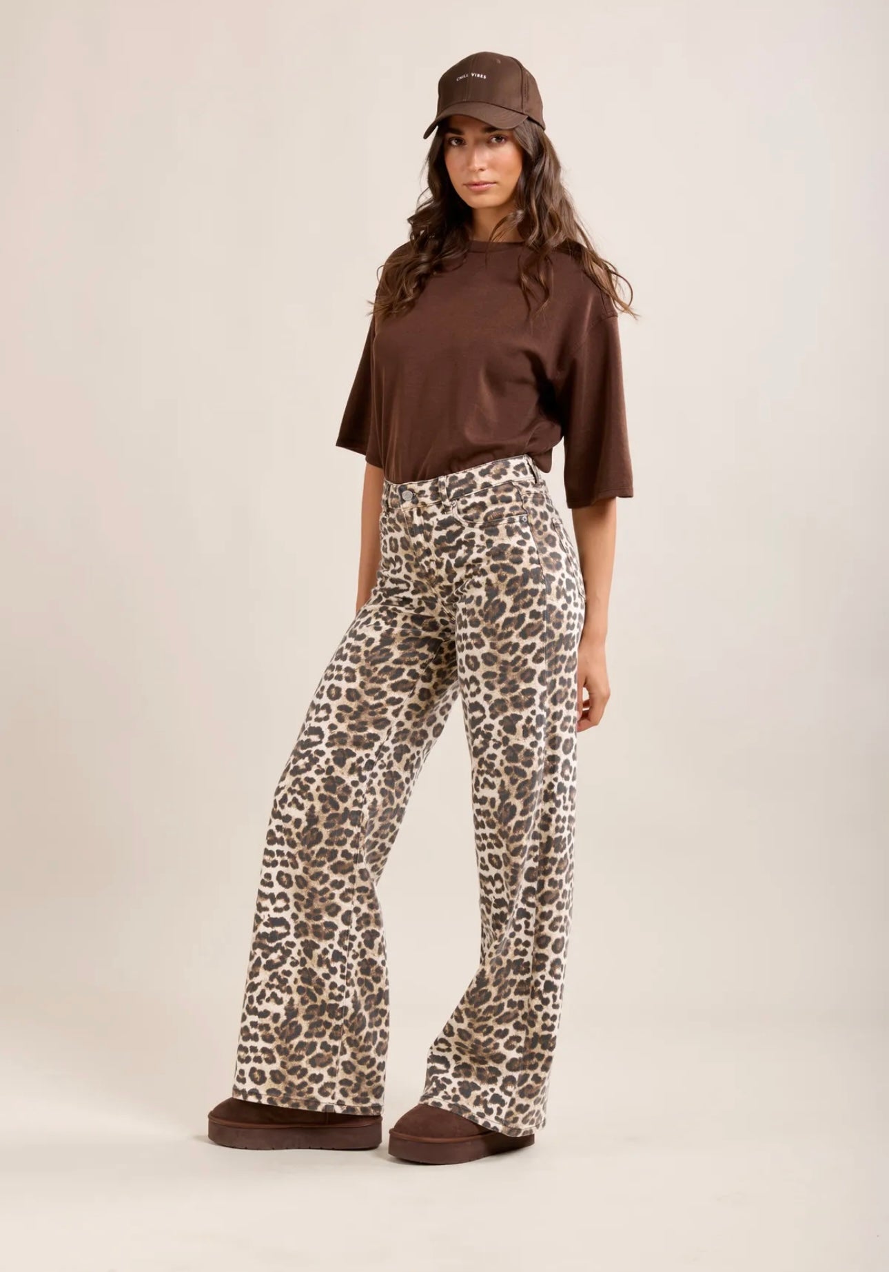 Toxik Leopard Print Wide Leg Jeans