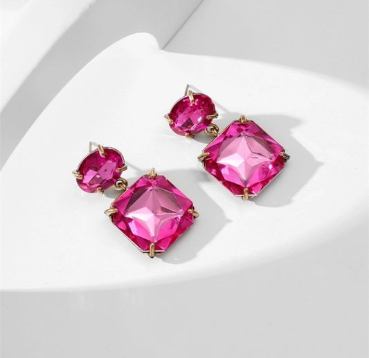 Fushia Cube Earrings