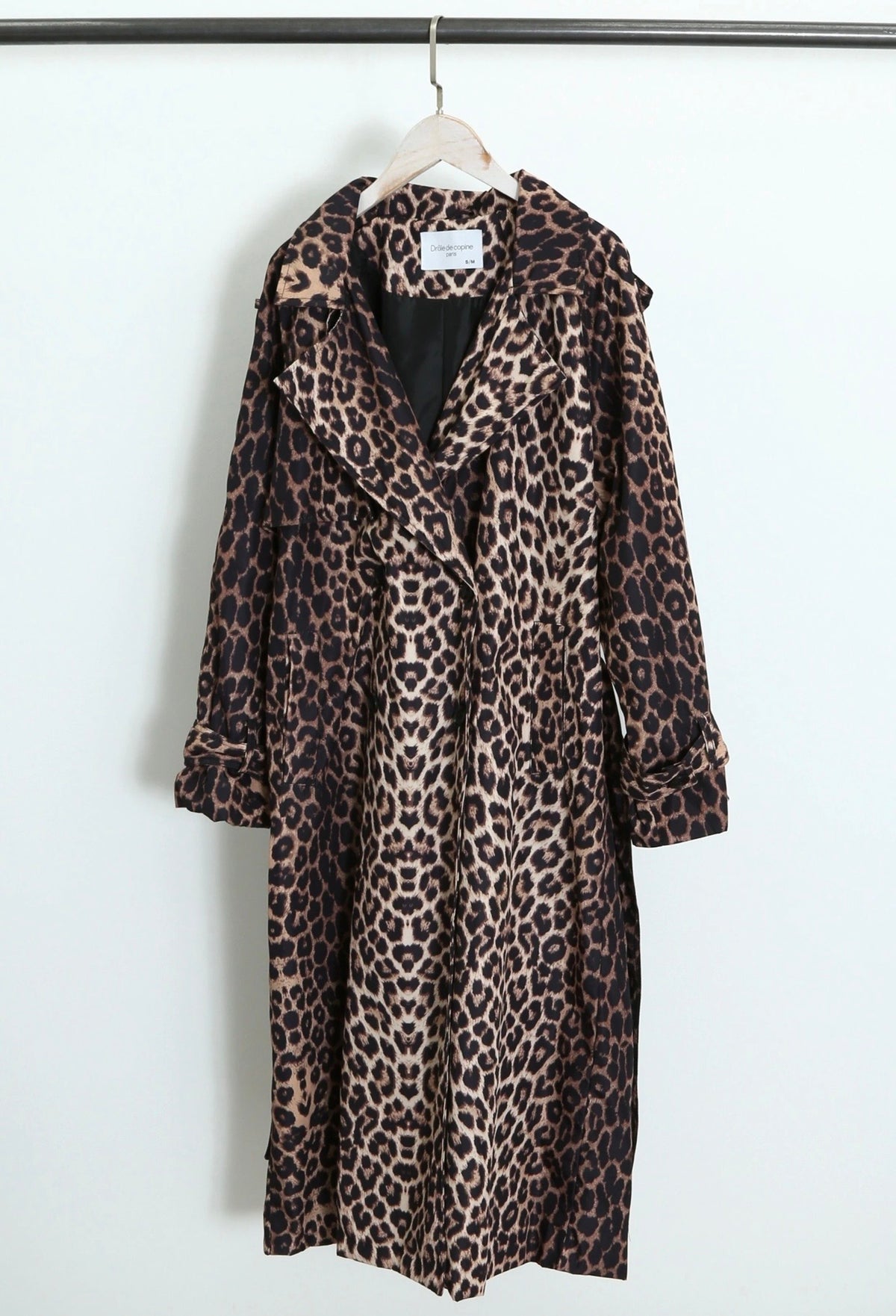 Camel Leopard Double Breasted OverCoat