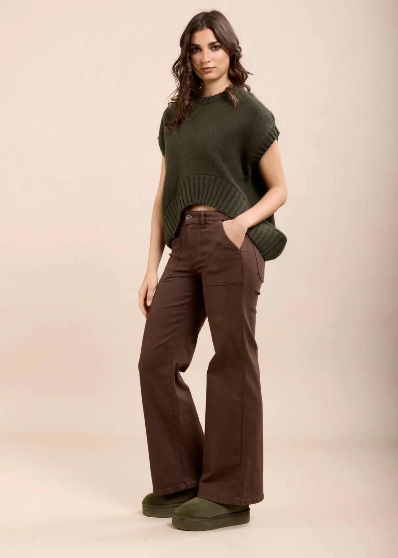 Toxik Brown Wide Leg Jeans