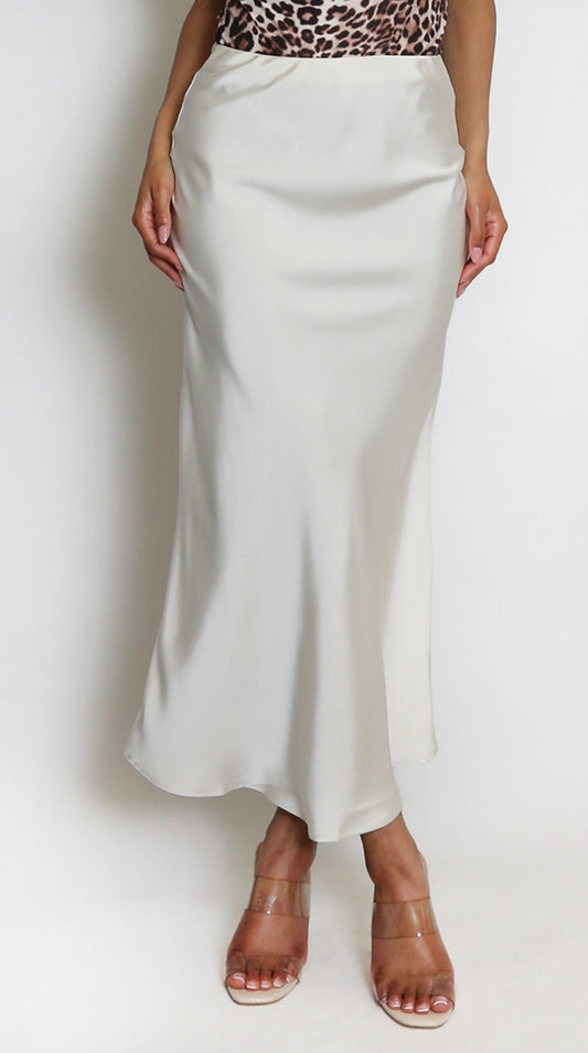 Cream Satin Skirt