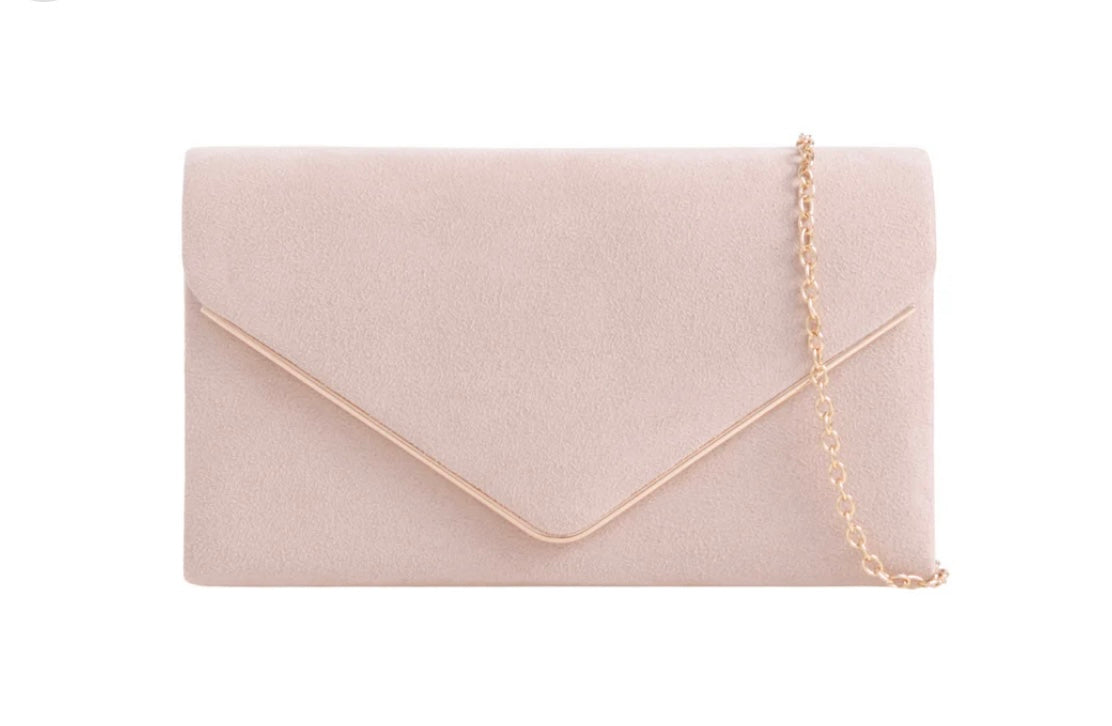 Light Nude Velvet Clutch Bag