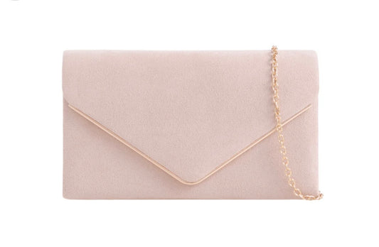 Light Nude Velvet Clutch Bag