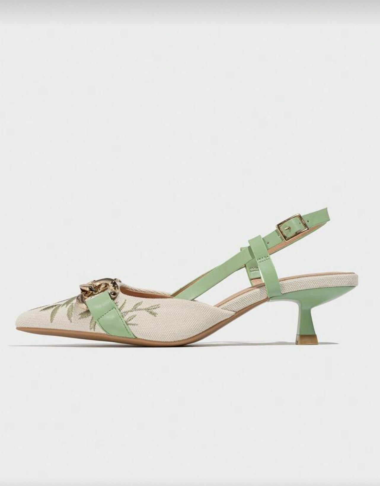 Mint & Cream Embellished Slingback heels