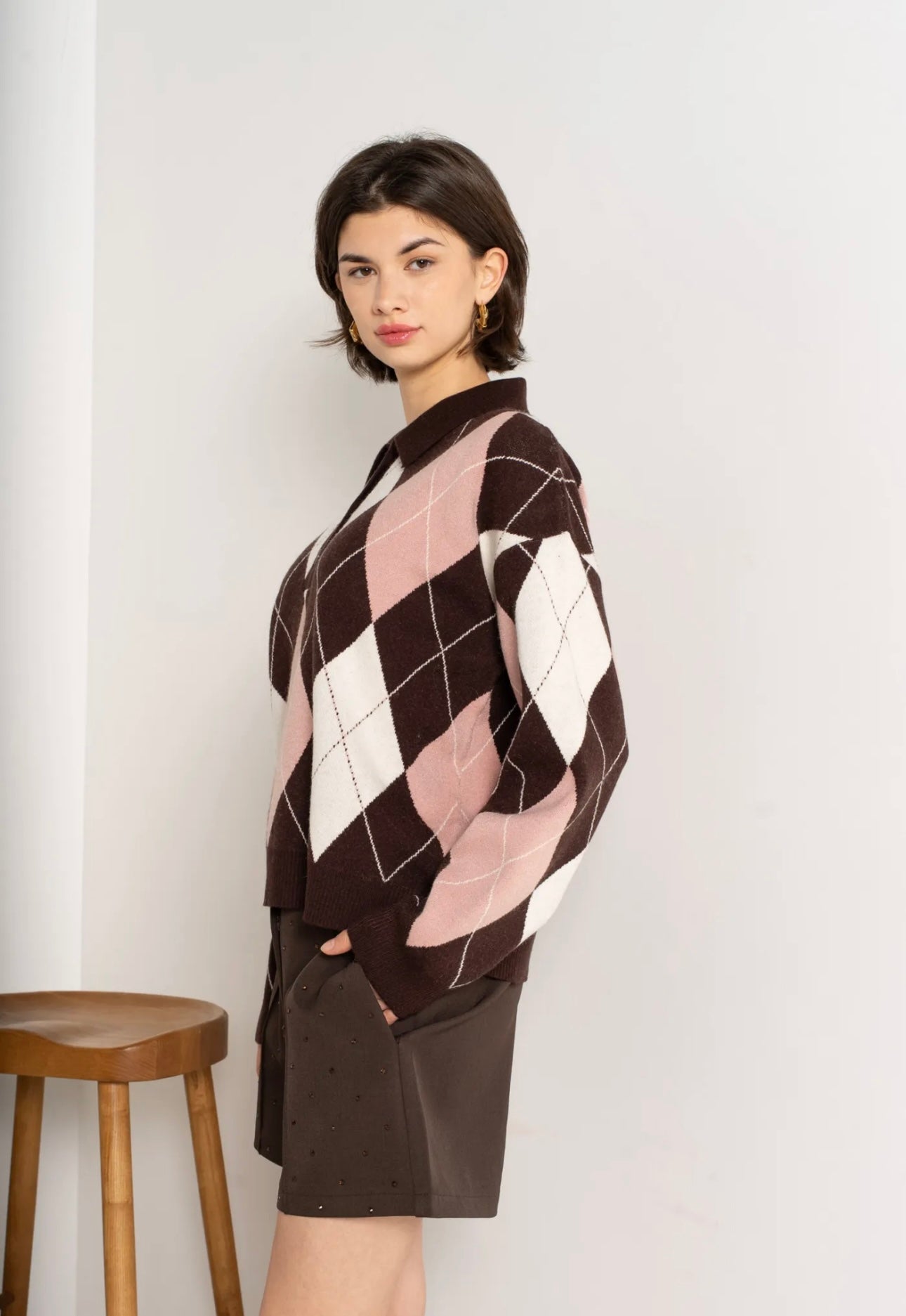Ivy Brown Argyle Jumper