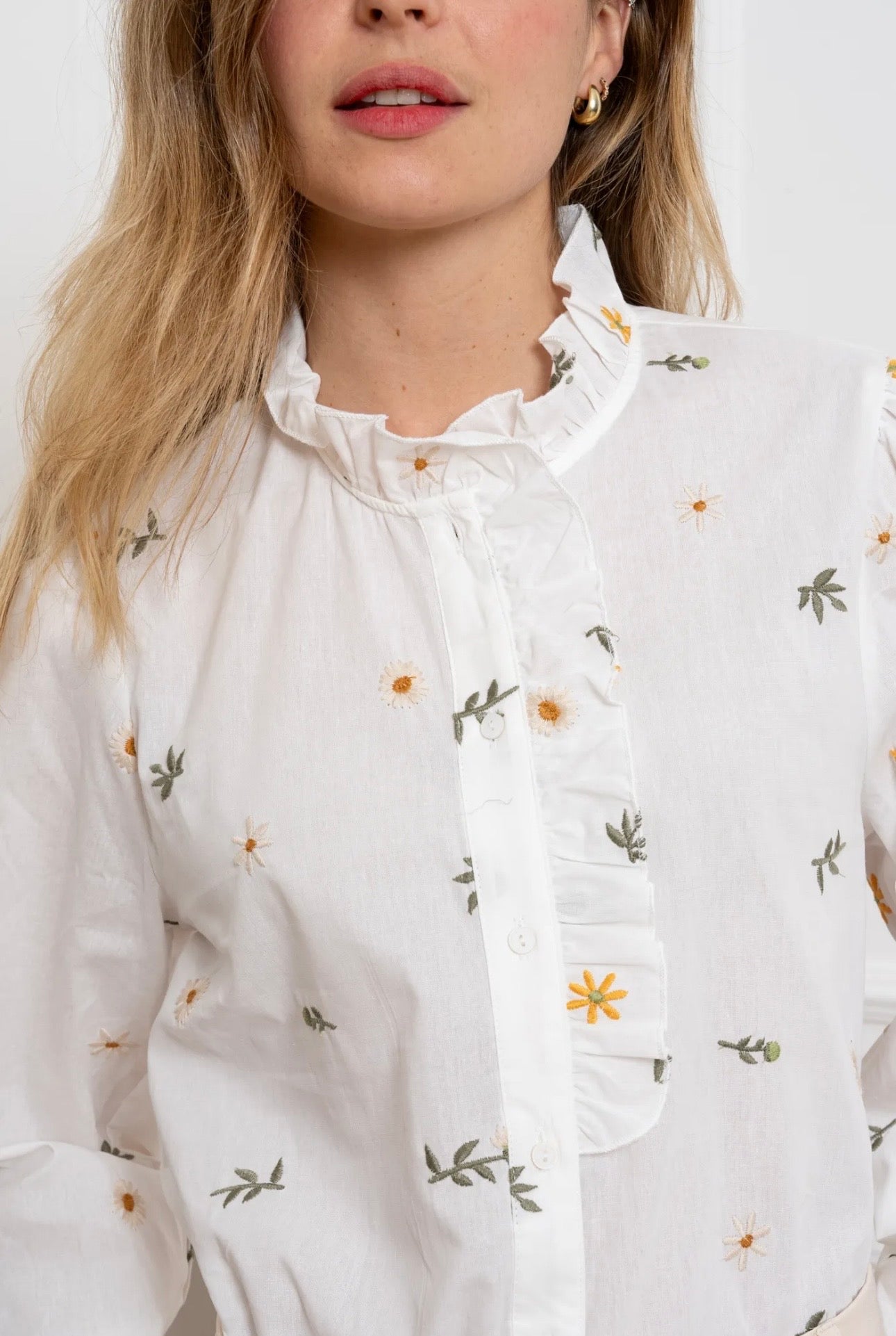 White & Khaki Sunflower Shirt