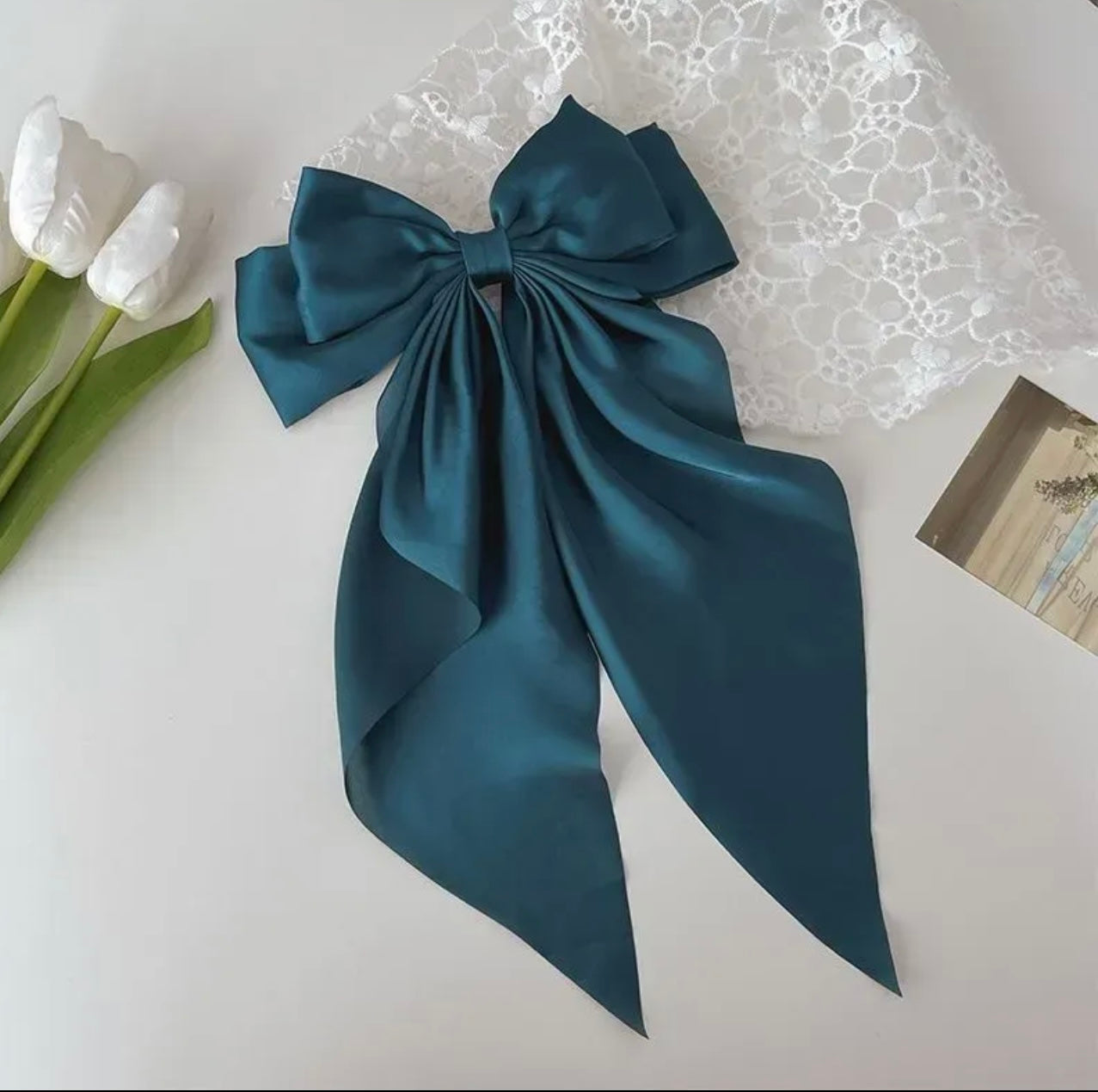 Emerald Satin Occasion Bow