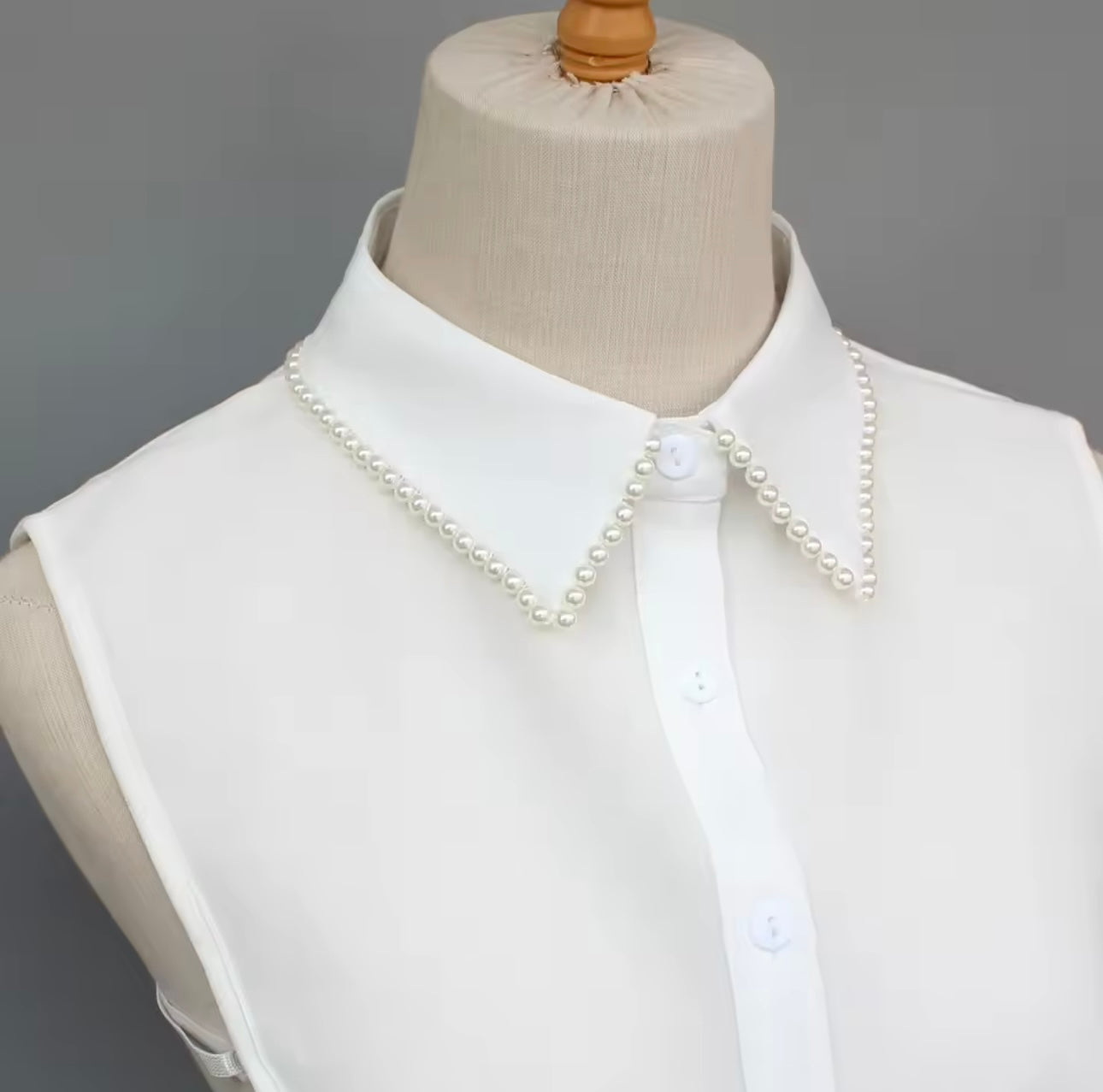 #5 White Pearl False Collar