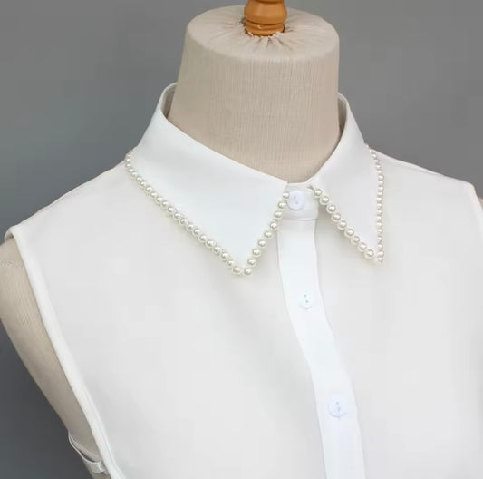 #5 White Pearl False Collar