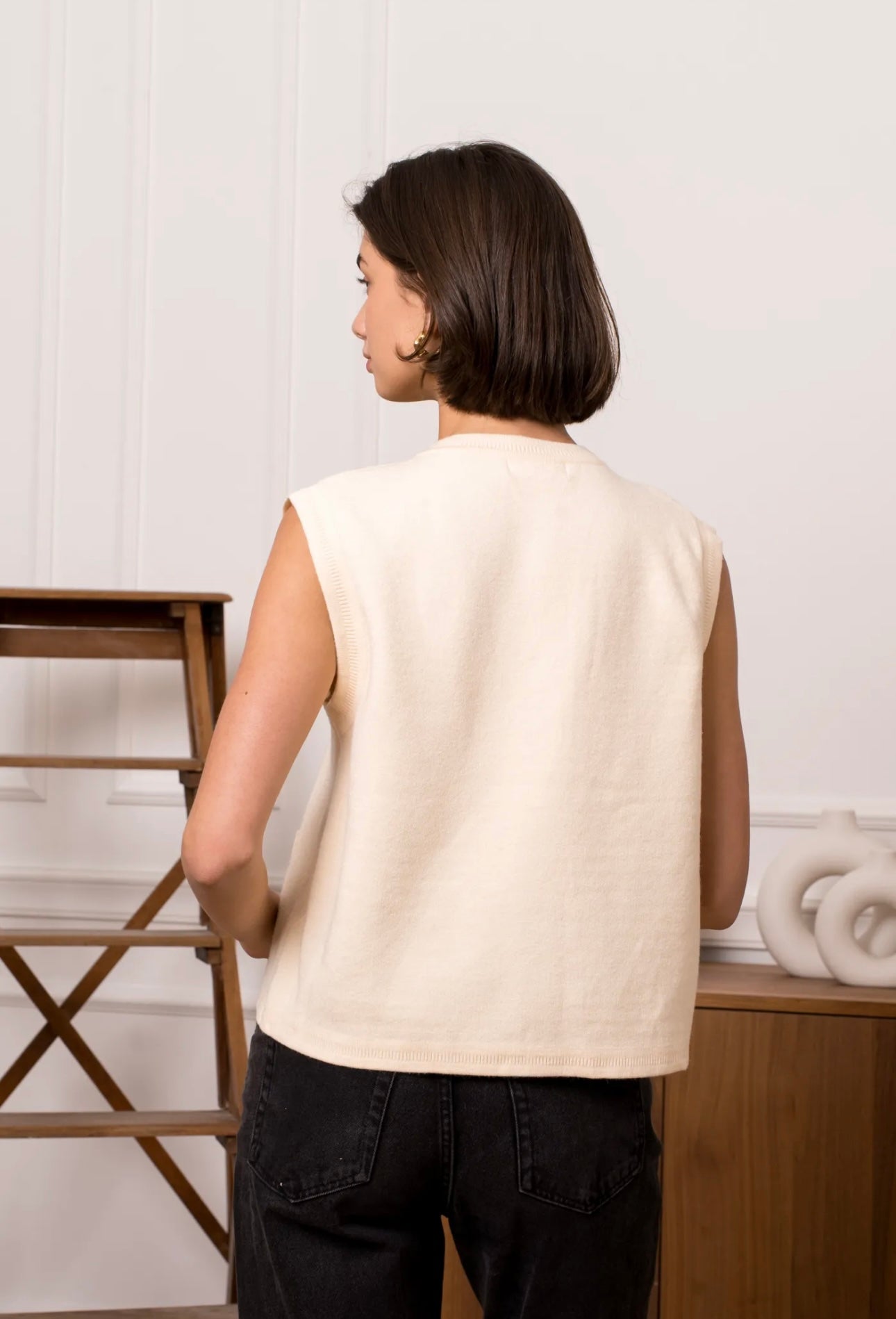 Cream Waistcoat With Statement Buttons