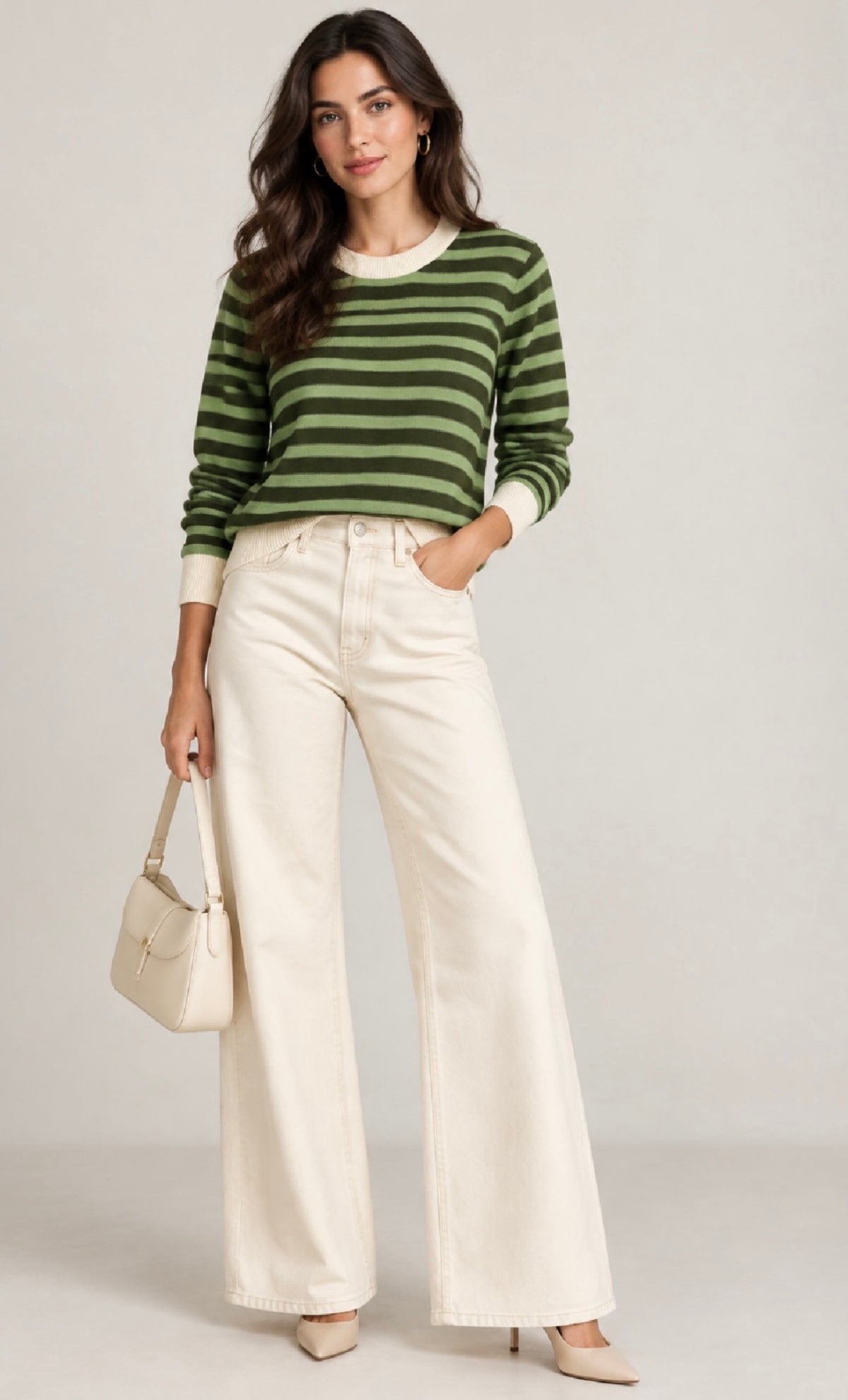 Khaki & Brown Striped Jumper