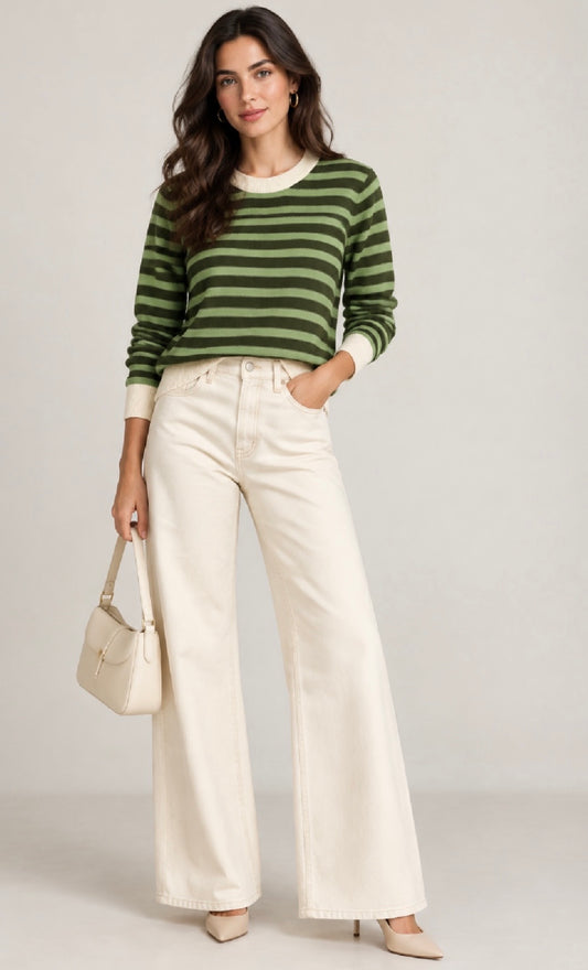 Khaki & Brown Striped Jumper