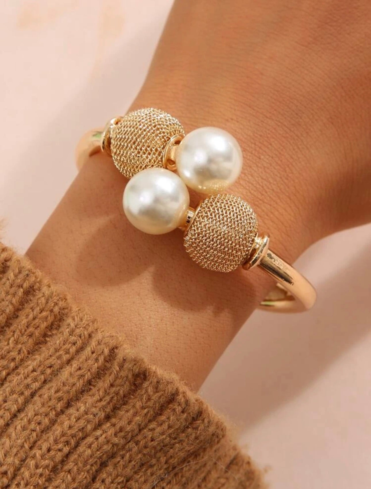 Gold & Pearl Embellished Bracelet