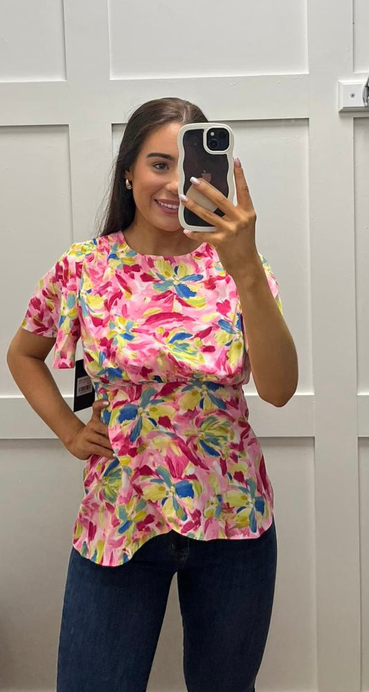 Shannon Pink Floral Print Top