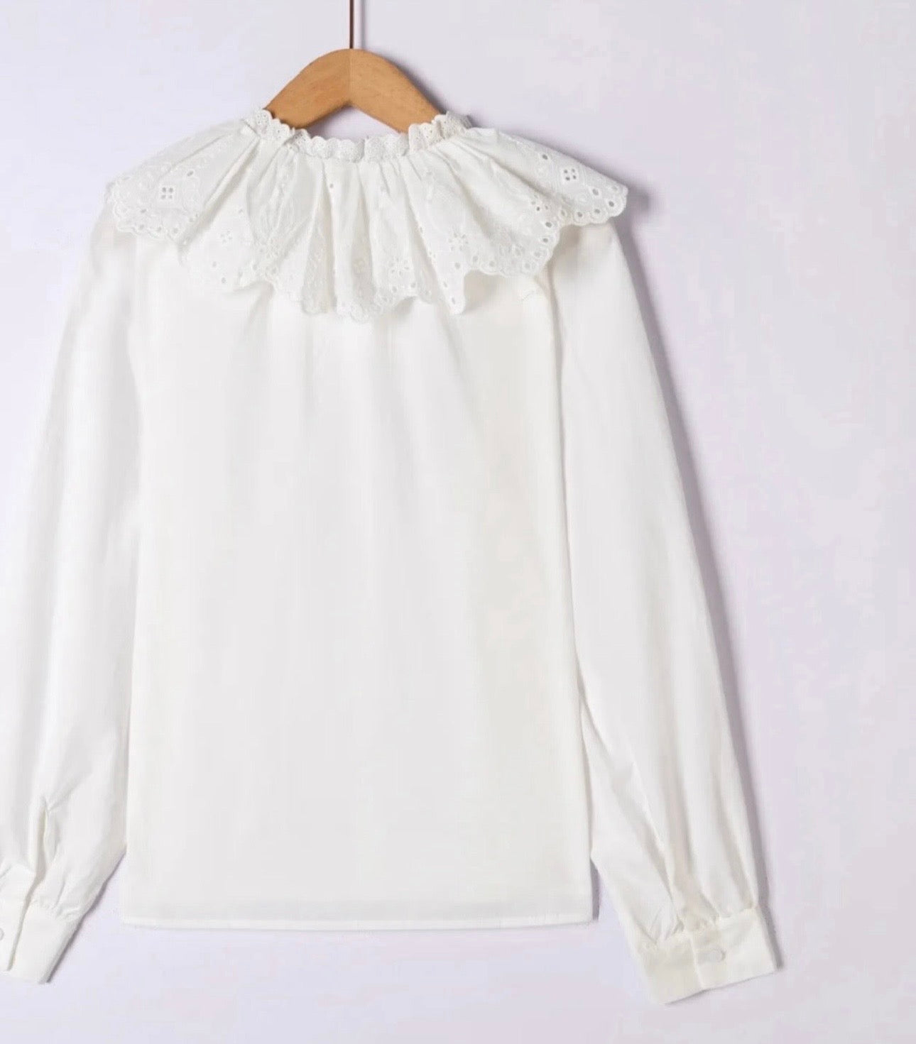 White Broiderie Anglaise Collared Shirt