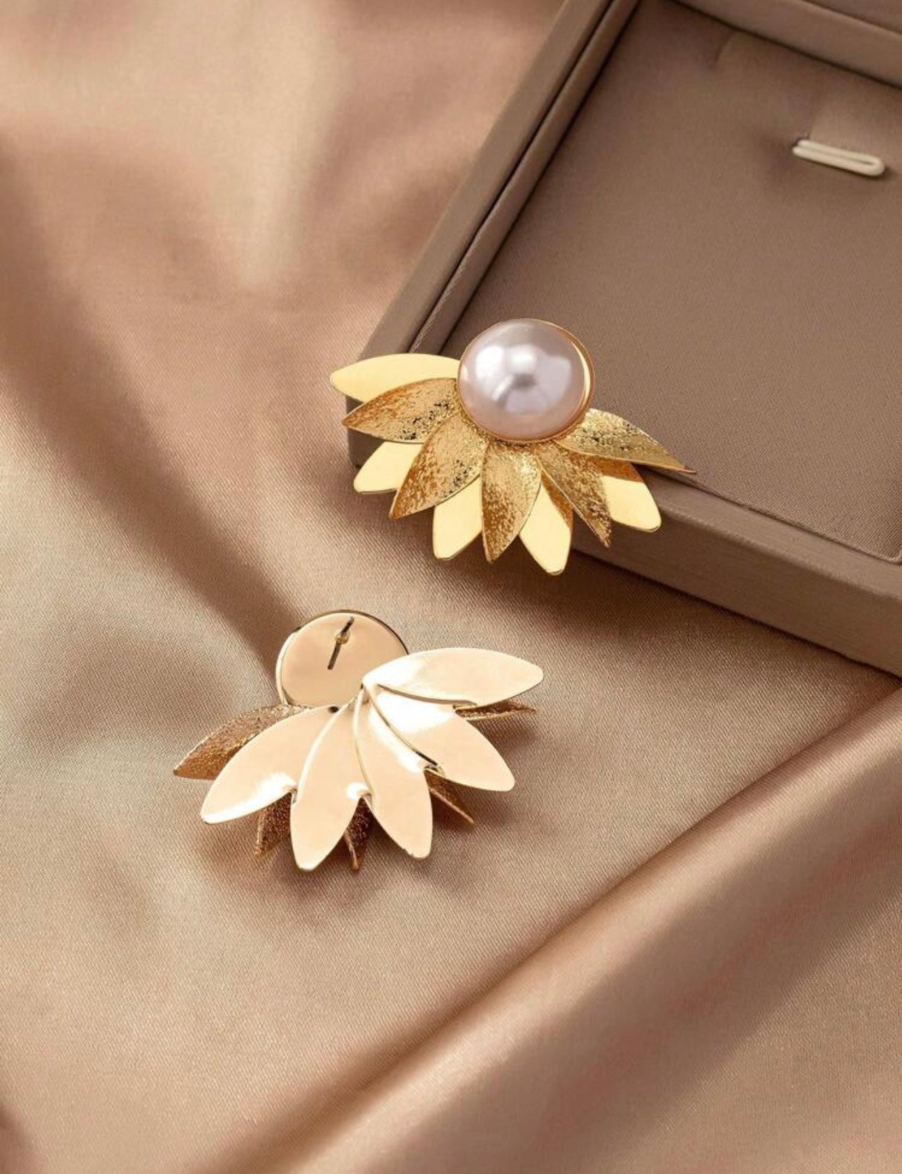 Gold & Pearl Flower Earrings