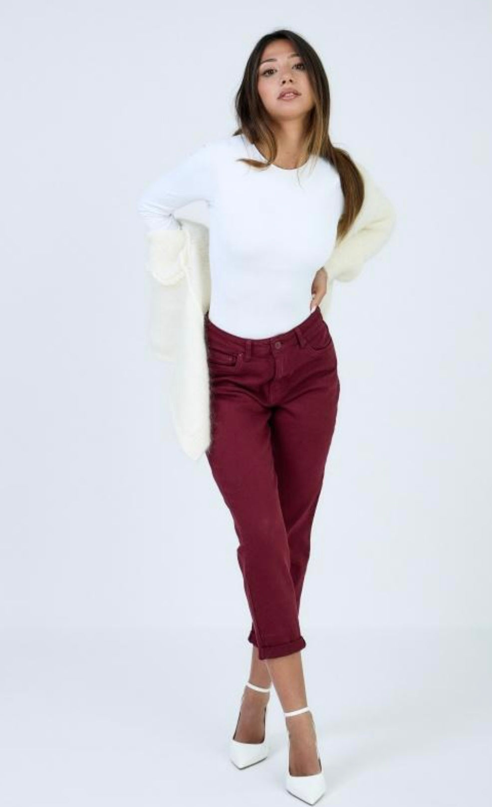 Burgundy Mom Jeans
