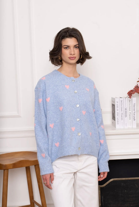 Emily Blue Heart Cardigan
