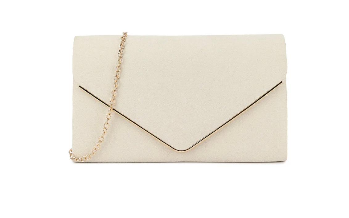 Ivory Velvet Clutch Bag