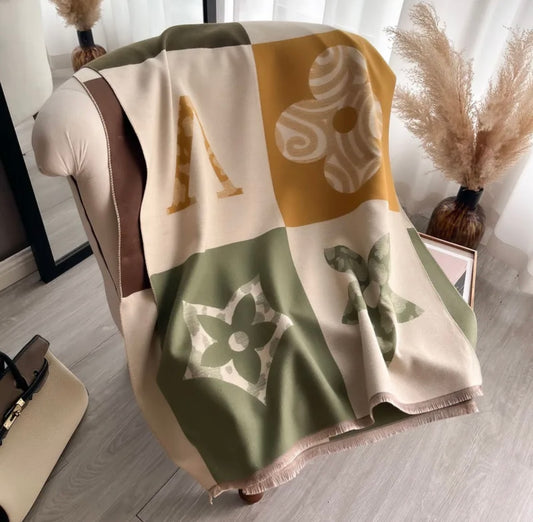 REVERSIBLE Khaki/Brown Beige & Khaki/Mustard/Cream Colourway Scarf