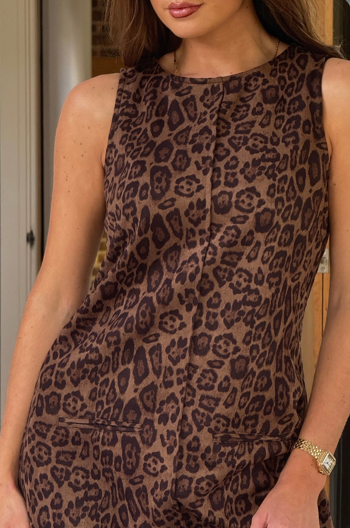 Sigrid Suede Leopard Print Dress
