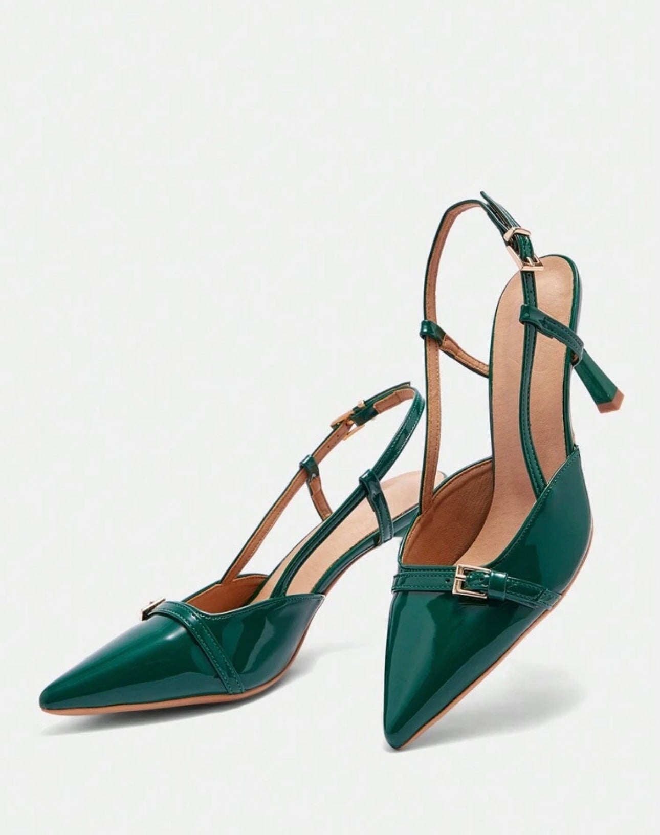 Emerald Green Patent Slingback Heels