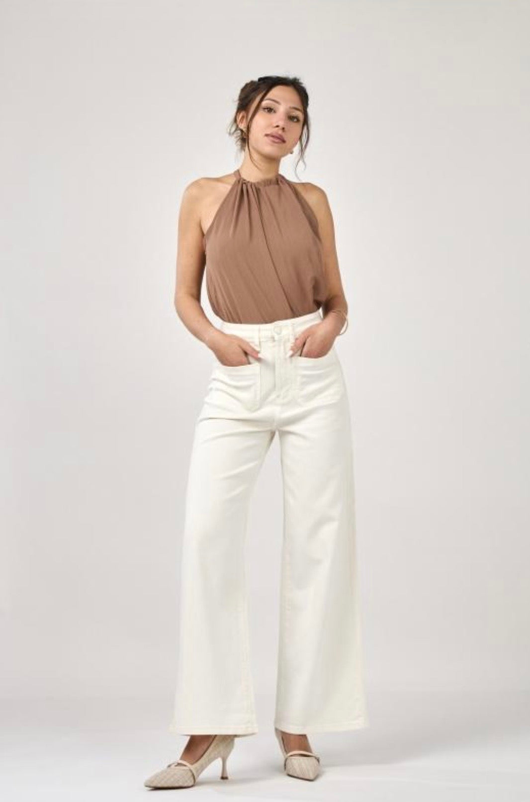 Sapphire Cream Wide Leg Jeans