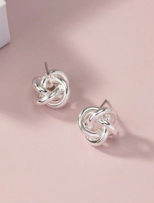 Silver Twist Knot Earrings